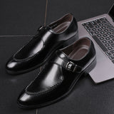 Men's leather toe cap British formal shoes - WOMONA.COM