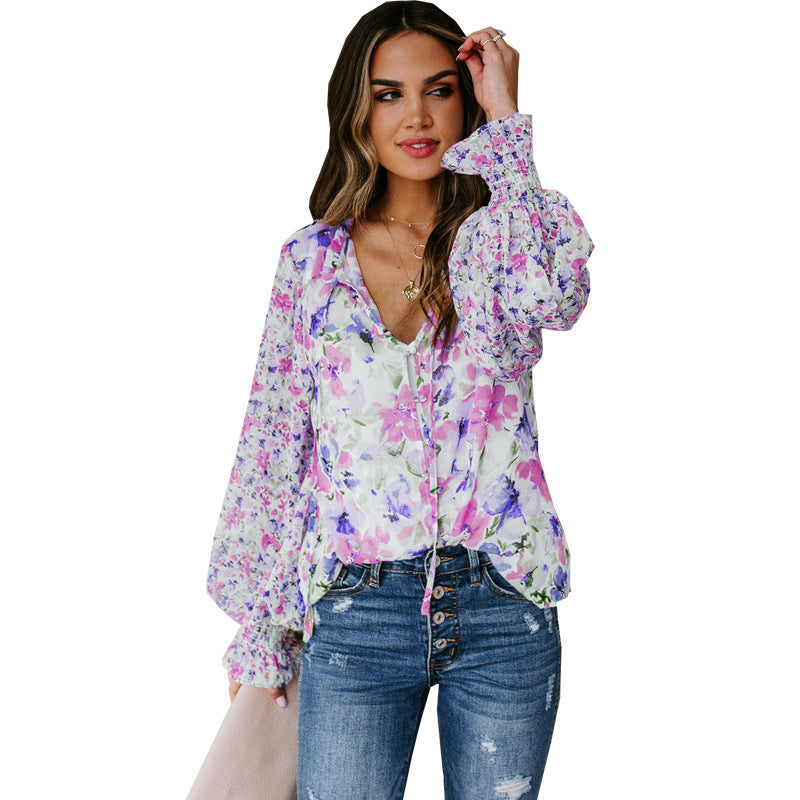 Floral Sleeve Top Women - WOMONA.COM