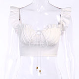 vest lace drawstring top - WOMONA.COM