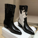 Toe Milk Pattern Ankle Boots - WOMONA.COM