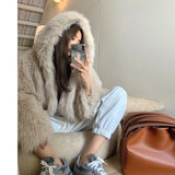 Casual Hooded Warm Faux Fur Jacket - WOMONA.COM