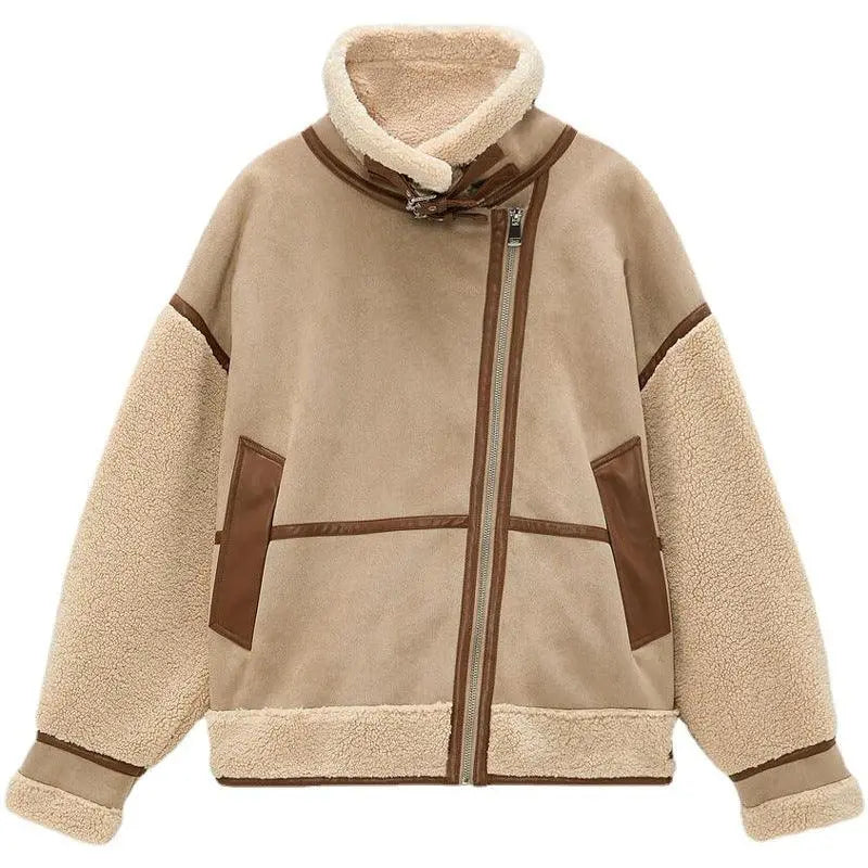 Simple Stitching Zipper Jacket Women - WOMONA.COM