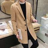 Slim-fit woolen men's trench coat - WOMONA.COM