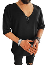 V-Neck Short-Sleeved Men's Sweater - WOMONA.COM