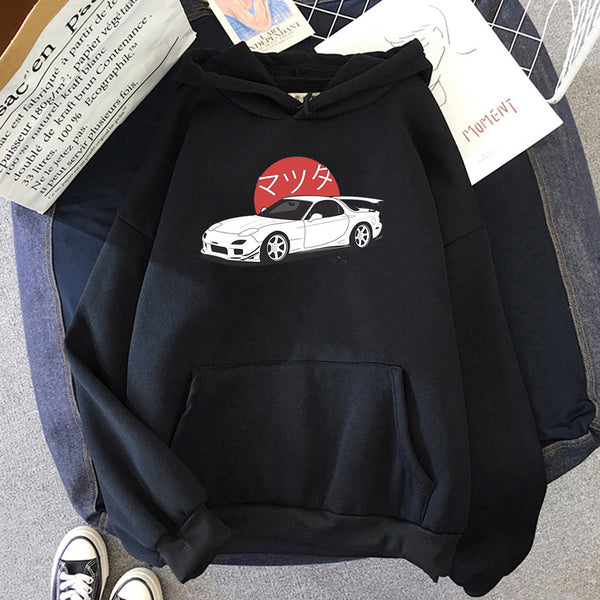 Printed Hoodie Sweatshirt Car Culture - WOMONA.COM