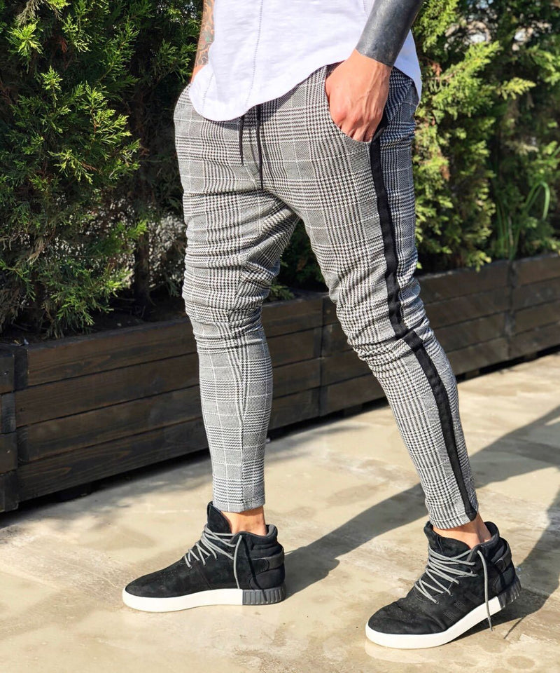 Plaid Print Casual Pants Men - WOMONA.COM