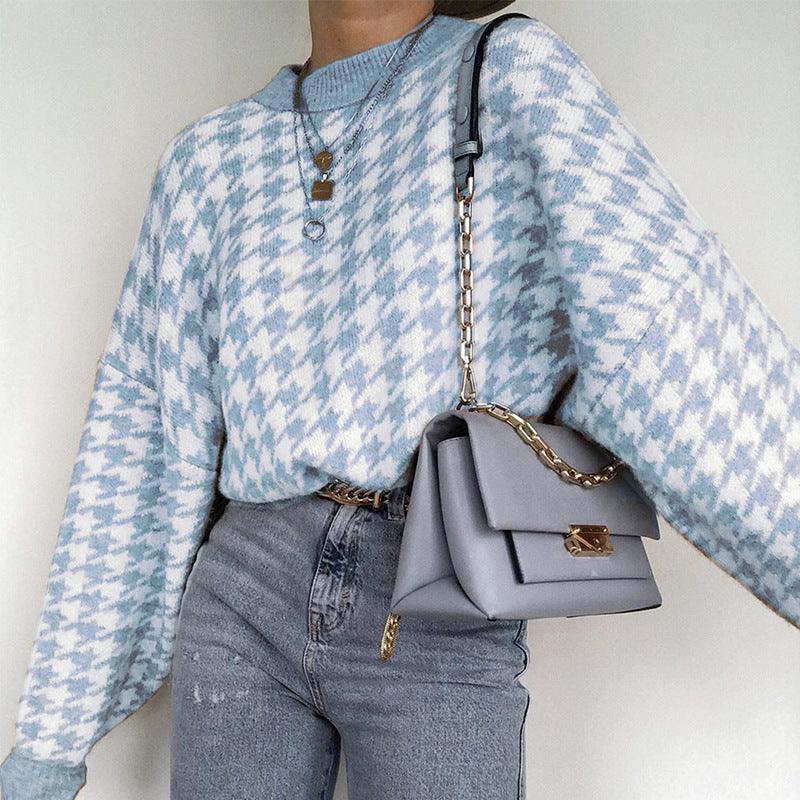 casual retro pullover sweater - WOMONA.COM