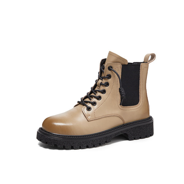Thick-soled Leather Martin Boots - WOMONA.COM