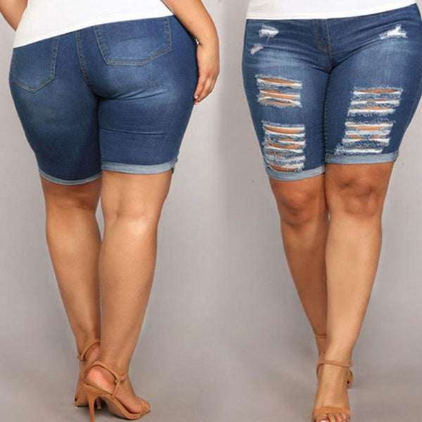 Plus Size Ripped Ladies Pants - WOMONA.COM
