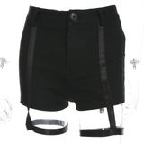 Black Elastic High Waist Slim Shorts - WOMONA.COM