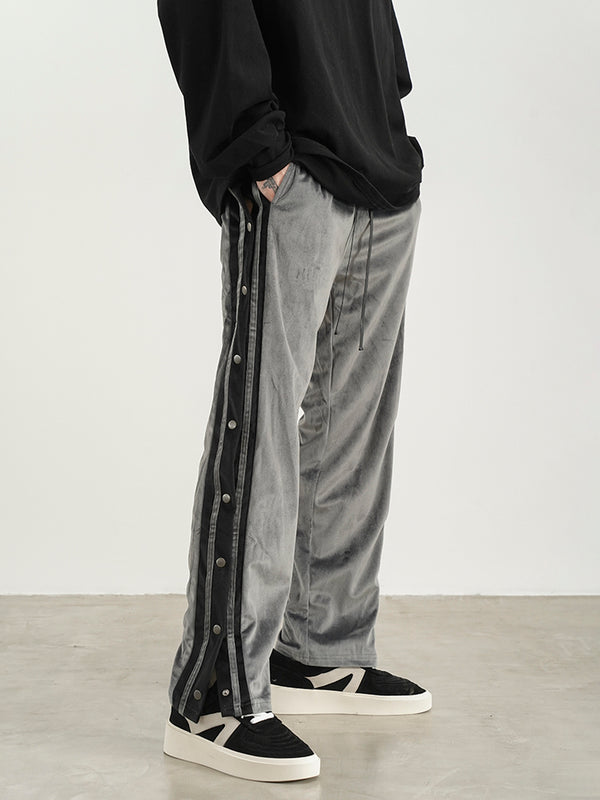 Velvet-breasted Straight-leg Sweatpants - WOMONA.COM