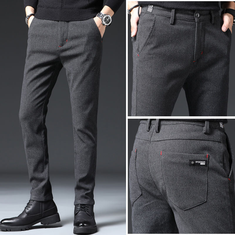 Business Black Men's Straight Casual Pants - WOMONA.COM