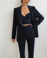 Suits Peaked Lapel Double Breasted Jacket - WOMONA.COM