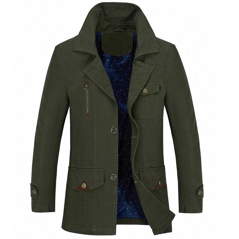 Men's Cotton Casual Mid-Length Trench Coat - WOMONA.COM