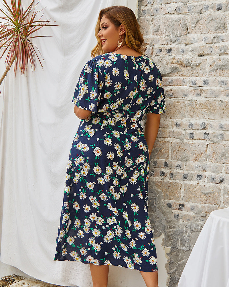 Fat woman plus size long dress - WOMONA.COM