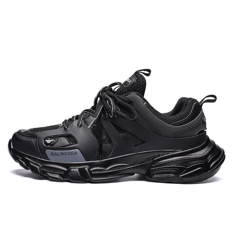 Women's black chunky lace-up sneakers with BALINCIGA logo on the side
