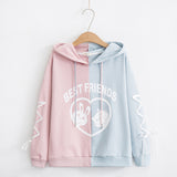 contrast color hooded top - WOMONA.COM