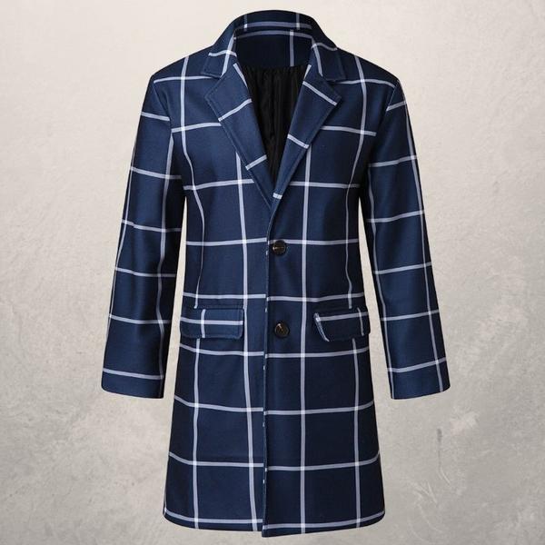 Men's plaid trench coat - WOMONA.COM