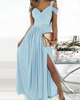 Elegant Greek Style Chiffon Pleated Dress - WOMONA.COM