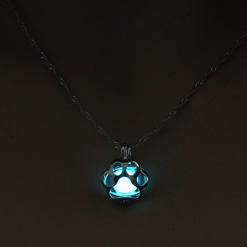 Dog Paw Hollow Luminous Necklace - WOMONA.COM