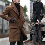 Men's lapel woolen trench coat - WOMONA.COM