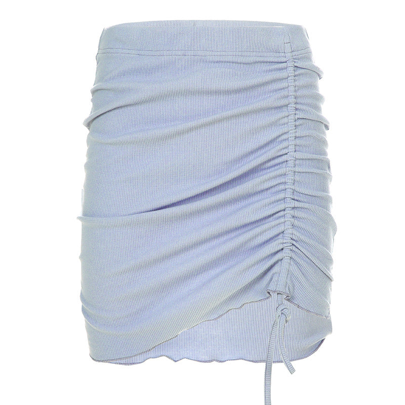 Drawstring pleated skirt - WOMONA.COM