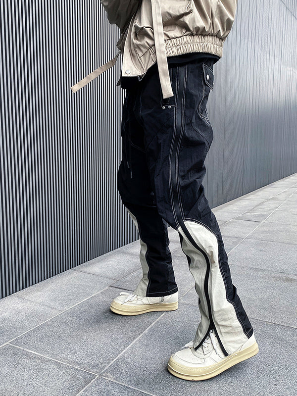 Paneled Zip Nylon Sweatpants - WOMONA.COM