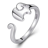 Ladies silver elephant ring - WOMONA.COM