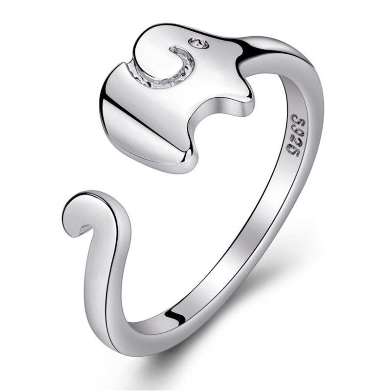 Ladies silver elephant ring - WOMONA.COM