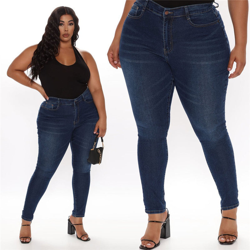 Plus Size Pencil Slim Jeans Stretch Women's - WOMONA.COM