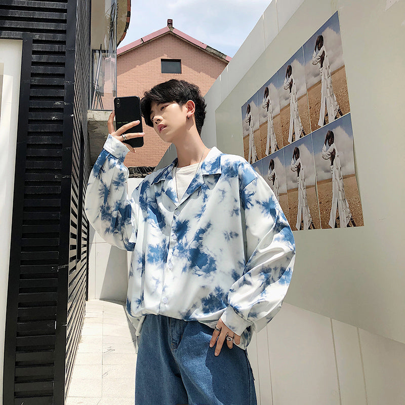 Loose long-sleeved shirt men - WOMONA.COM