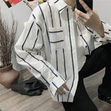 Loose striped shirt men - WOMONA.COM