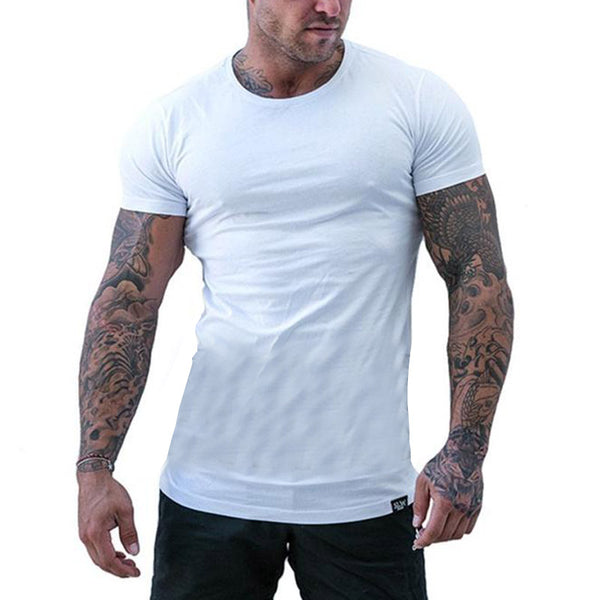 Round neck short sleeve T-shirt men - WOMONA.COM