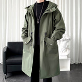 New Windbreaker Long Hooded  Jacket Men's - WOMONA.COM