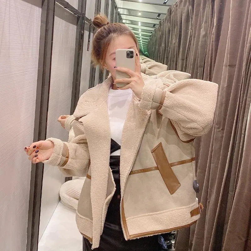 Simple Stitching Zipper Jacket Women - WOMONA.COM
