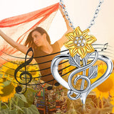 Necklace Sun Flower Heart Pendant - WOMONA.COM