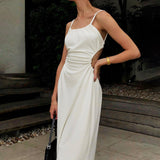 Mid Length Halter Dress - WOMONA.COM