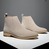 Pure Leather Cow Suede Pointy Men Boots - WOMONA.COM