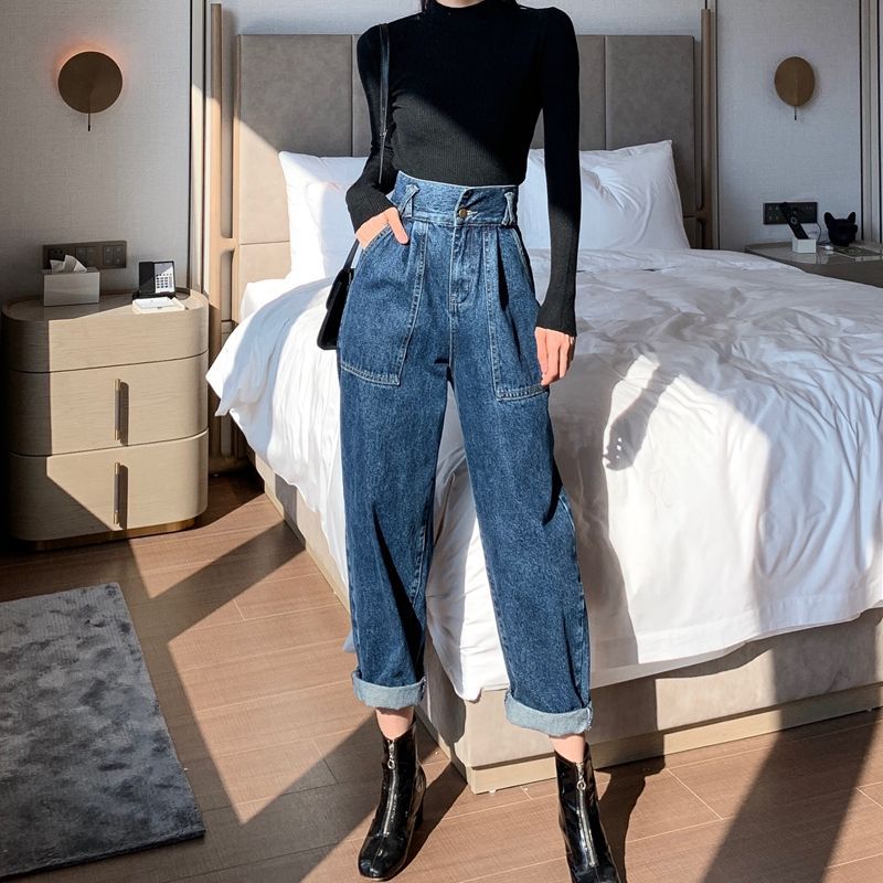 Denim Straight Wide Leg Pants Women - WOMONA.COM