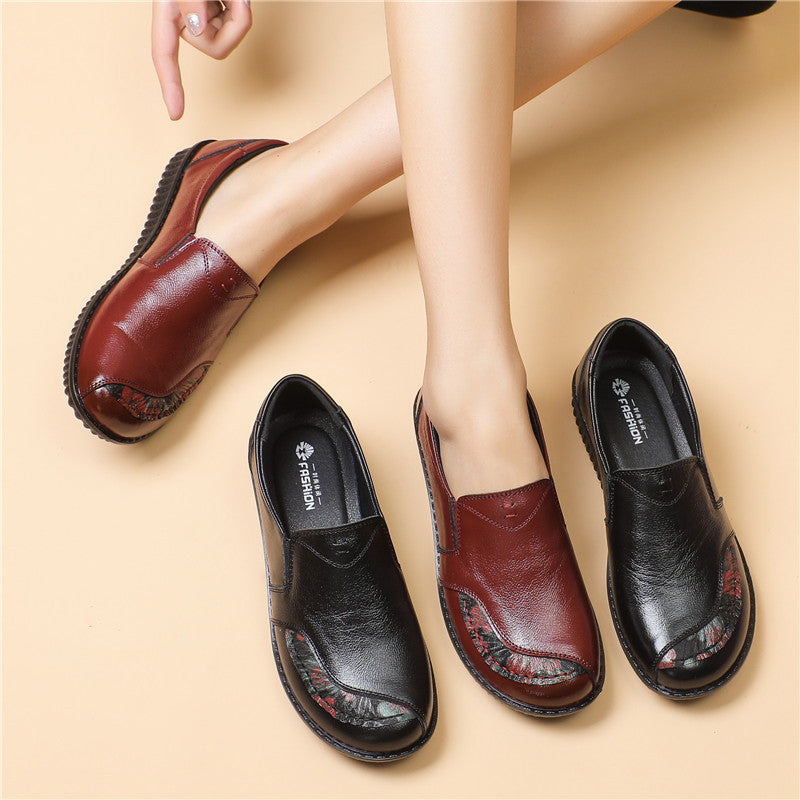 Leather Soft Sole Casual Grandma Shoes - WOMONA.COM