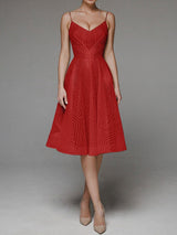 Sling Embroidered Sleeveless Dress - WOMONA.COM