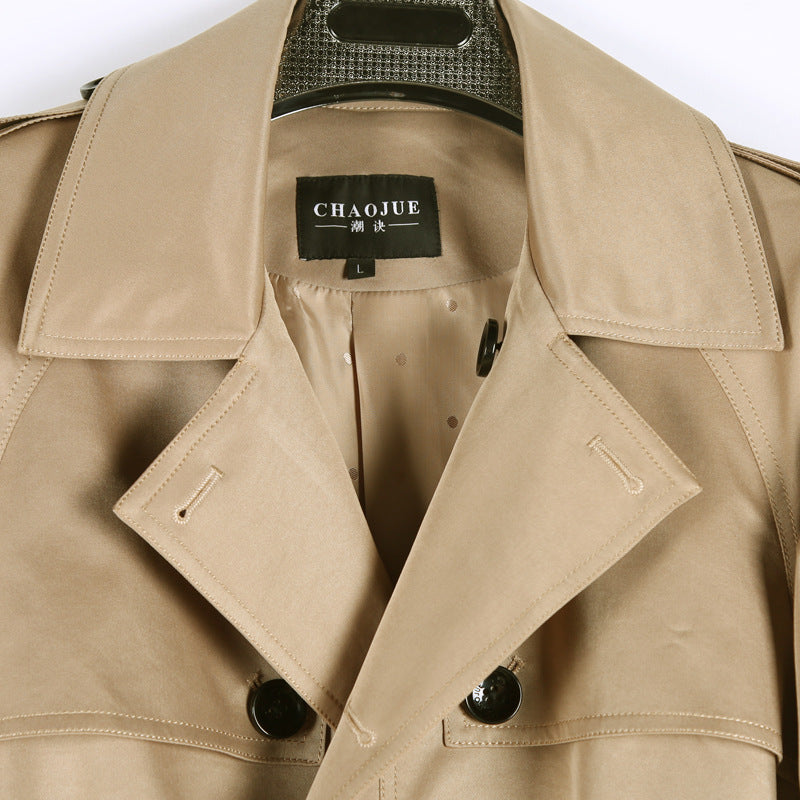 Men's Trench English Double-breasted Coat - WOMONA.COM