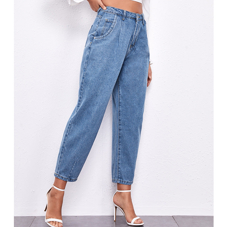 Loose High Waist Washed Daddy Pants Women - WOMONA.COM