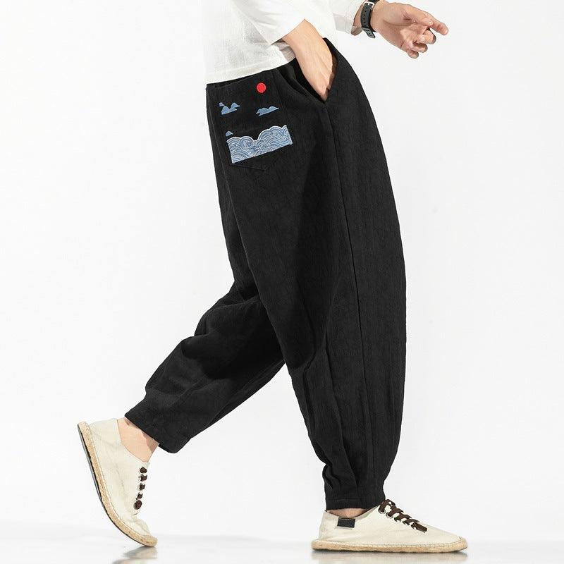 Chinese Style Retro Embroidery Men Trousers - WOMONA.COM