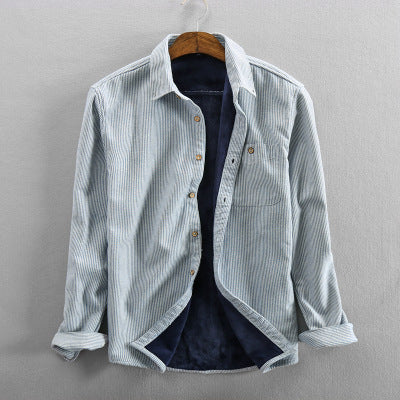 New Style Lapel Striped Shirt Casual Men - WOMONA.COM