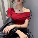 Summer Korean Slim Short Sleeve T-shirt Women - WOMONA.COM