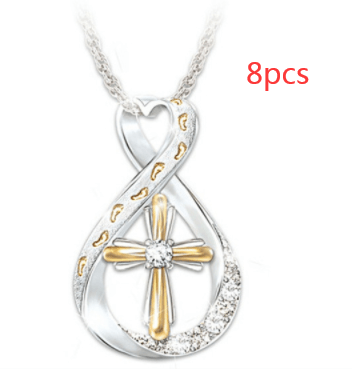 Cross Footprint Diamond Pendant Two Tone - WOMONA.COM