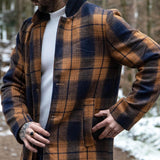 New Men's Plaid Fashionable Trench Coat - WOMONA.COM