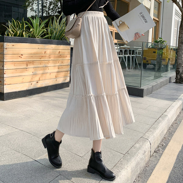 Small Elastic Pleated Skirt - WOMONA.COM