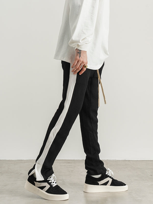 Slim-fit Sweatpants With Side White Bars - WOMONA.COM